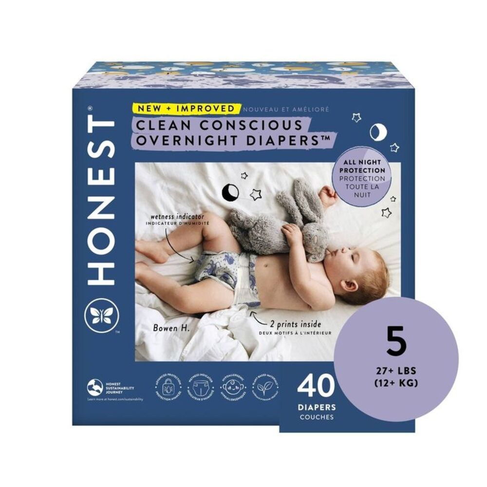 The Honest Company Clean Conscious Sleepy Sheep Disposable Overnight Diaper